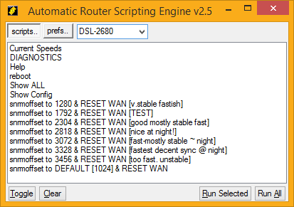 A.R.S.E. Main GUI showing available scripts