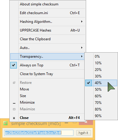 simple checksum doing transparency