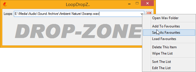 LoopDropZ, that list has options, and favourites..